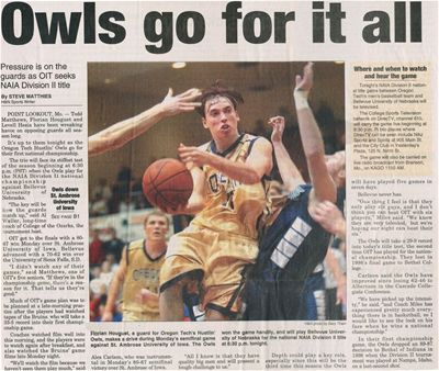 houget basketball news paper clipping